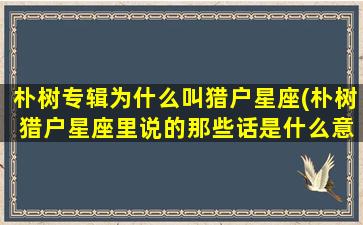 朴树专辑为什么叫猎户星座(朴树 猎户星座里说的那些话是什么意思)